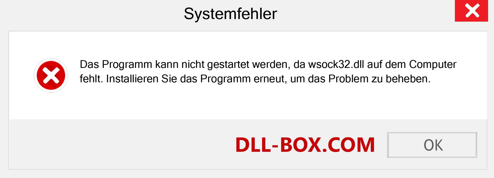 wsock32.dll-Datei fehlt?. Download für Windows 7, 8, 10 - Fix wsock32 dll Missing Error unter Windows, Fotos, Bildern